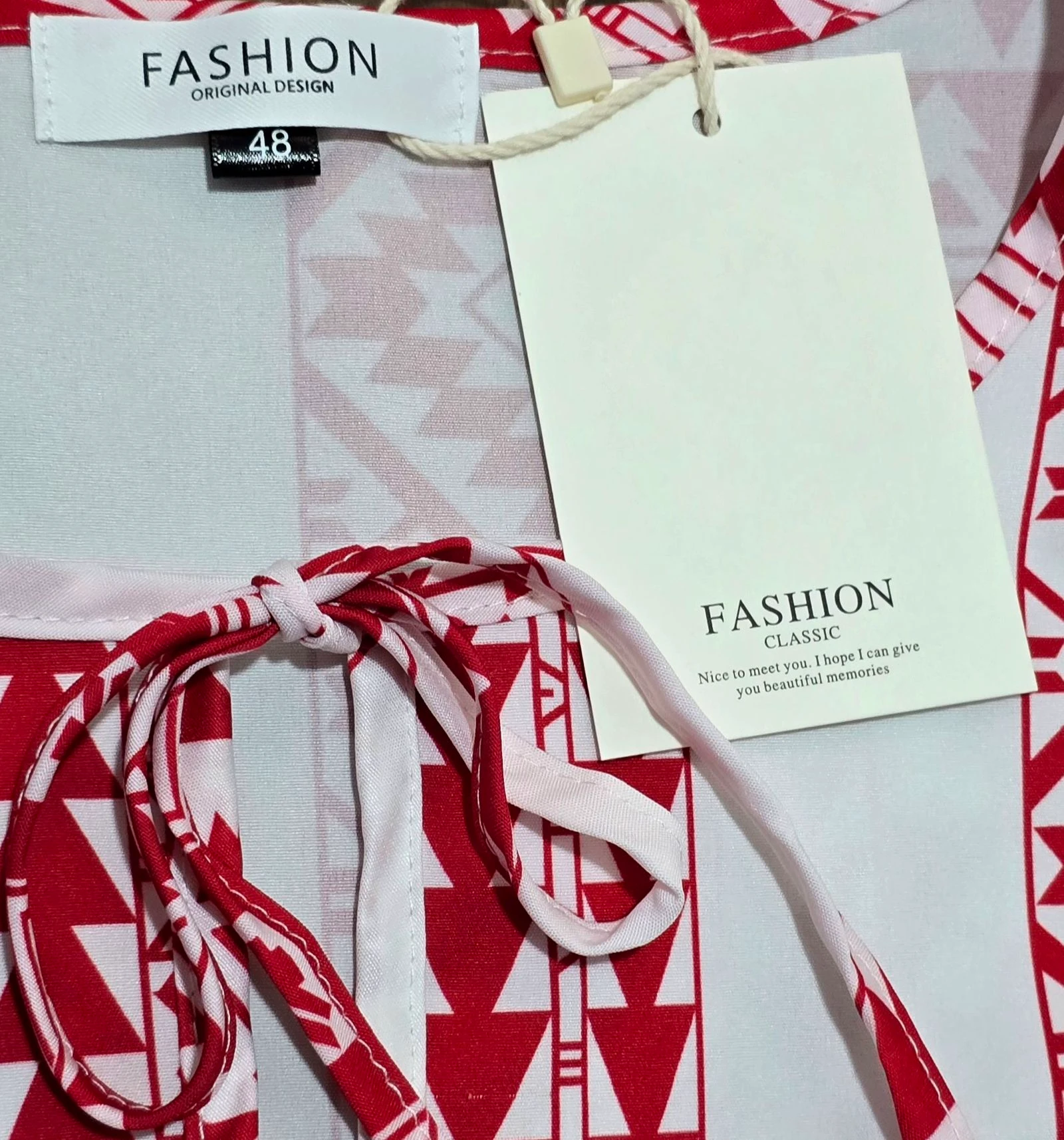 Vestido largo estampado blanco y rojo - Talla 48 – photo 5